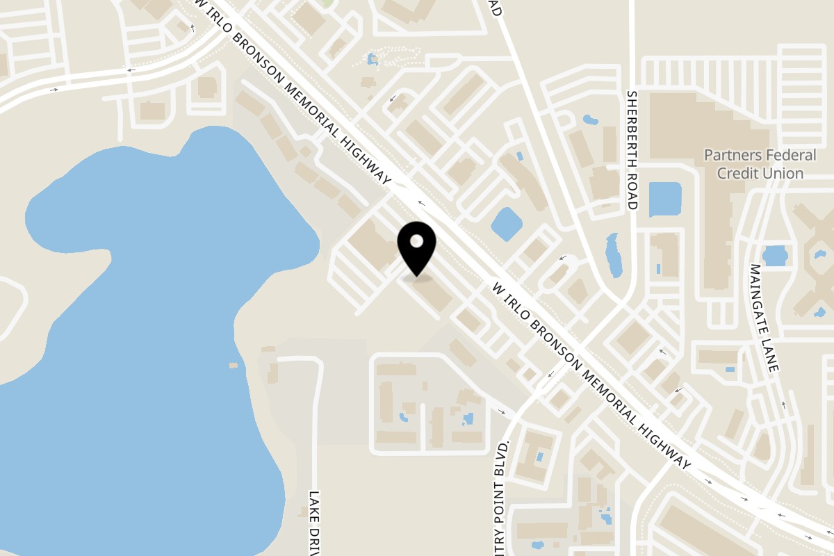 Map showing the location of Divine Indian Cuisine on 7696 W Irlo Bronson Memorial Hwy in Kissimmee